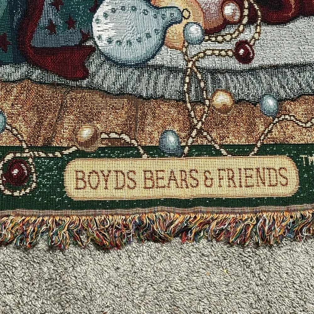 Boyds Bears Friends Woven Christmas Afghan Throw Blanket Ho Ho Ho No 52 X 68 NWT